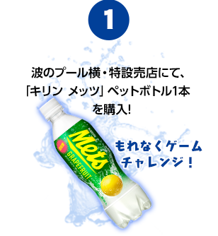 1.波のプール横・特設売店にて、「キリン メッツ」ペットボトル1本を購入!