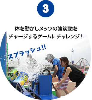 3.体を動かしメッツの強炭酸をチャージするゲームにチャレンジ！