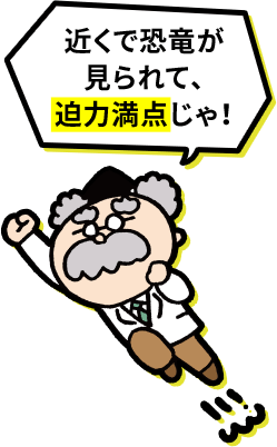 近くで恐竜が見られて、迫力満点じゃ！