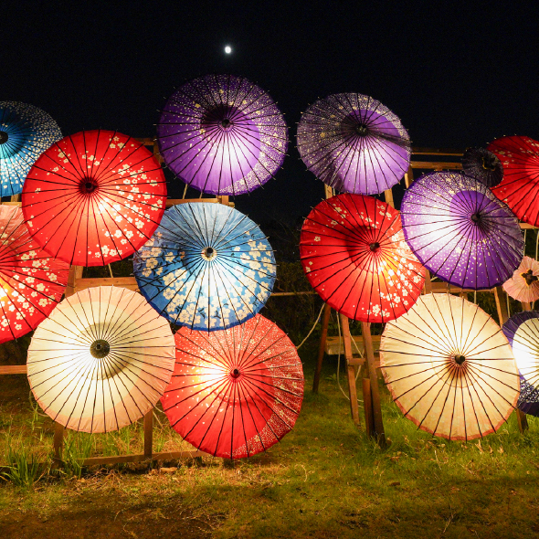Illuminated Japanese Umbrellas and Cultural Properties